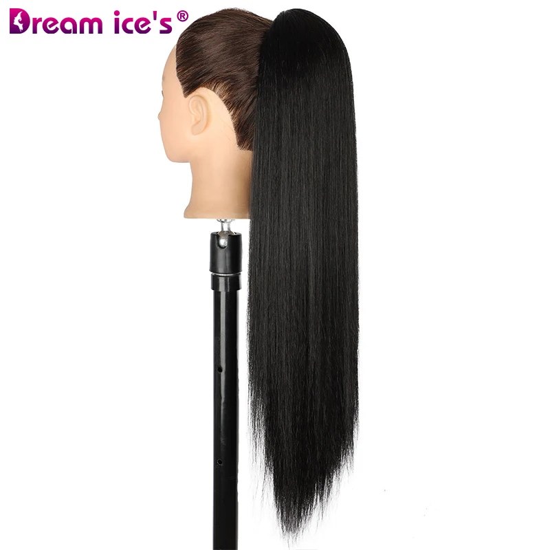 Ponytail Extension Drawstring Long Straight Pony Tail Natural Soft Synthetic Hair Clip in Extension Hairpiece Ponytails