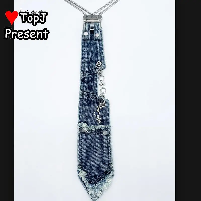 Lolita Punk Harajuku Gothic Spicy Girls Original Trendy Chain Love Free Denim Tie Men's Womens Design Feeling Collar Accessories