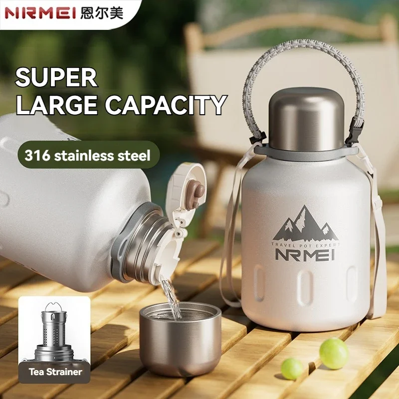 

2,0 л термос, изолированная бутылка для воды из нержавеющей стали с ручкой, большая уличная термос, бутылка для горячего чая, кофейный фитнес