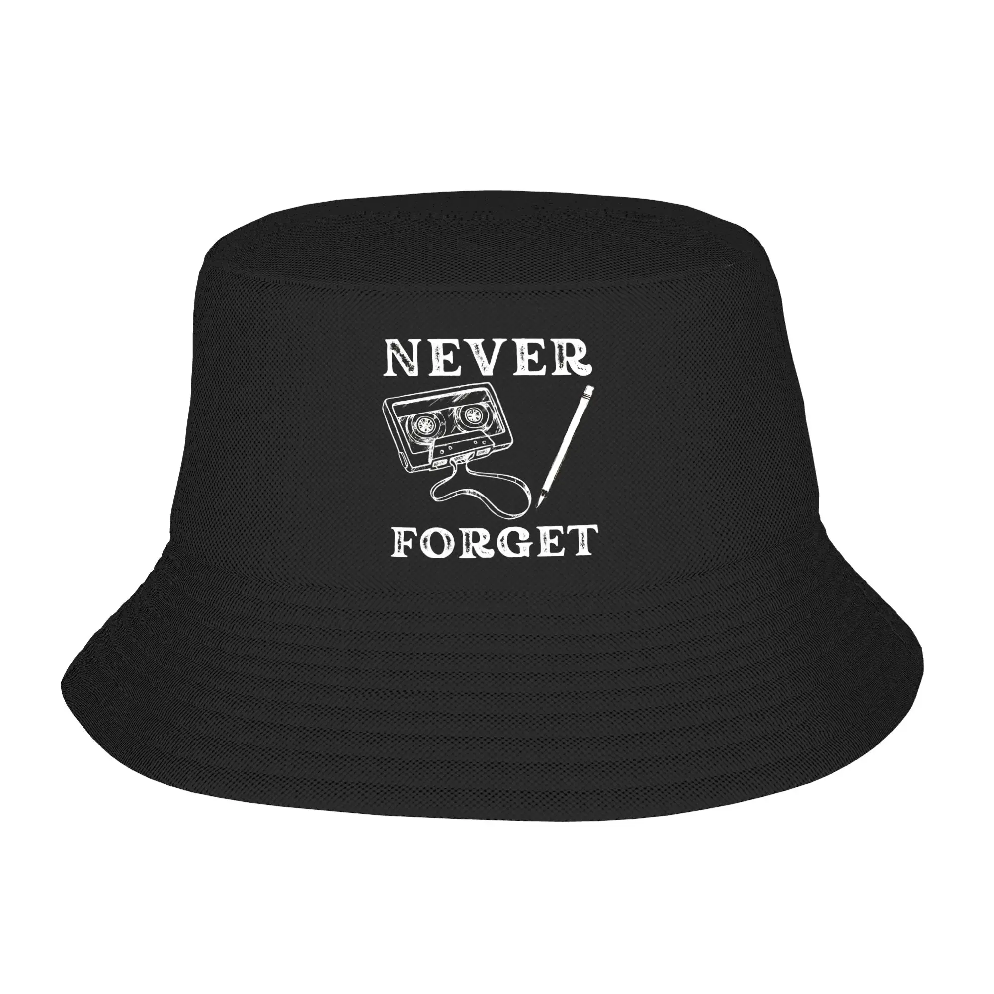 Never Forget Cassette Tape and Pen Bucket Hat Gifts For Fan Harajuku  Vocation Caps For Outdoor Lightweight