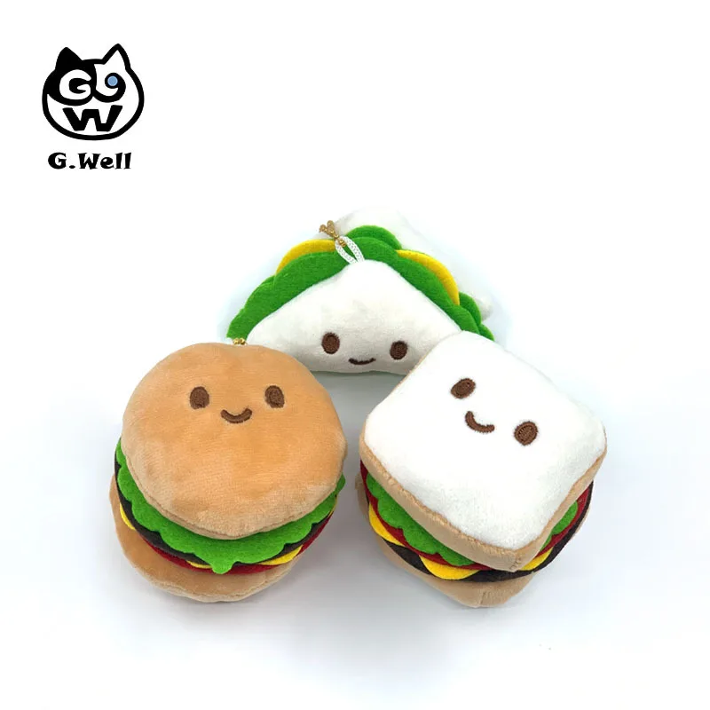 Cartoon Cute Q Version Burger Sandwich Toast Bread Food Expression Plush Doll Doll Pendant Jewelry Gift