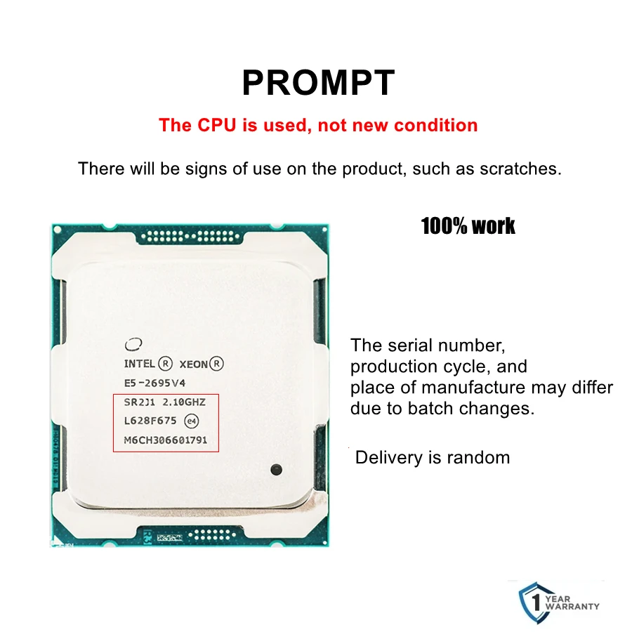 معالج Intel Xeon E5 2695 V4 2695V4 CPU 2.1 جيجا هرتز 18 نواة 45 متر 120 واط 14 نانومتر LGA 2011-3