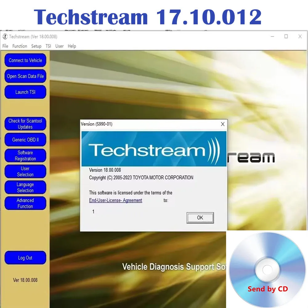 New TIS Techstream 17.10.012 Code reader tuning obd2 scanner Software for MINI VCI for OTC Scanner ECM ECU chip programming tool