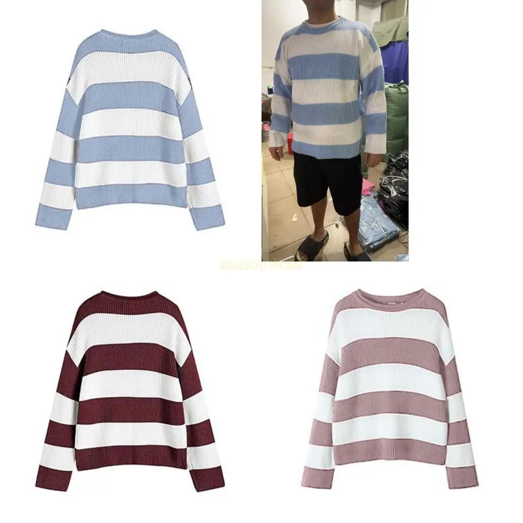 

31BF Women's Fall Long Sleeve Oversized Loose Neck Knitted Pullover Sweater