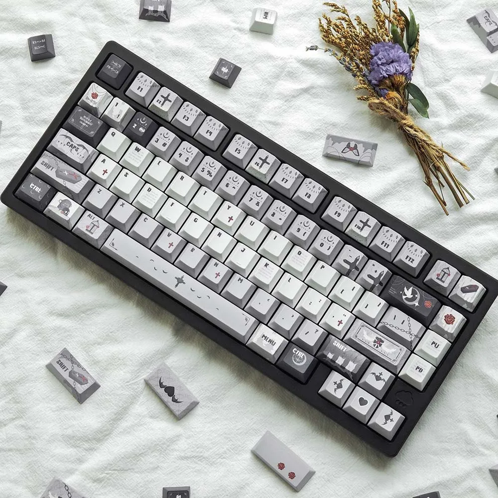 New Prayer Keycap 143 Keys Original Side Engraved Translucent PBT Five-sided Sublimation Mechanical Gaming Keyboard Accessories