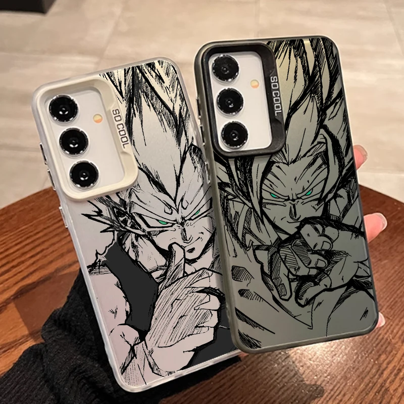 Comics D-Dragon Ball Saiyan For Samsung Galaxy S24 S23 S22 S21 S20 Note 20 Ultra Plus FE 5G Colorful Silver Back Phone Case