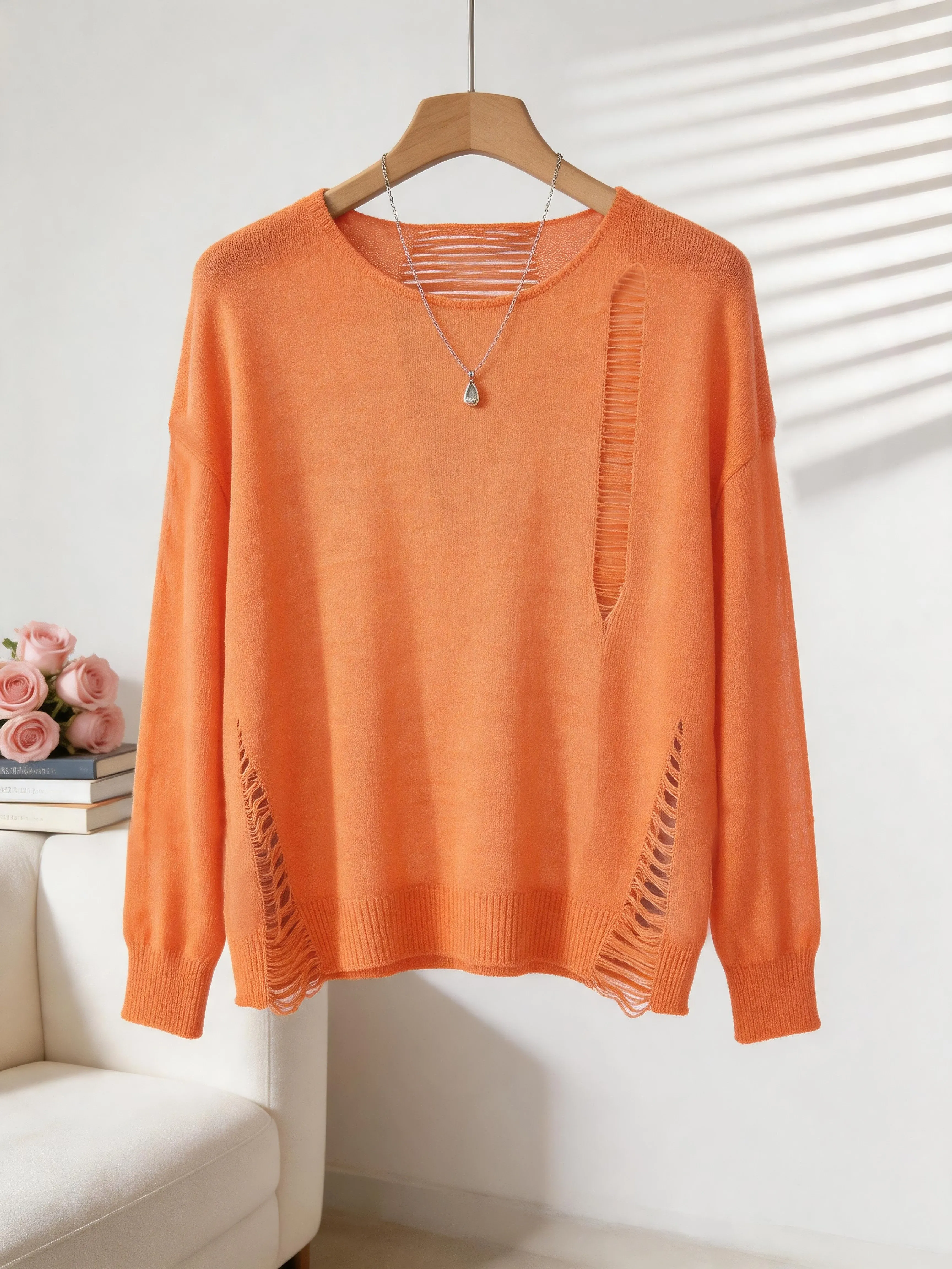 

Plus Size Women's Casual Boat Neck Knit Long Sleeve Pullover, Perfect for Summer Outings.