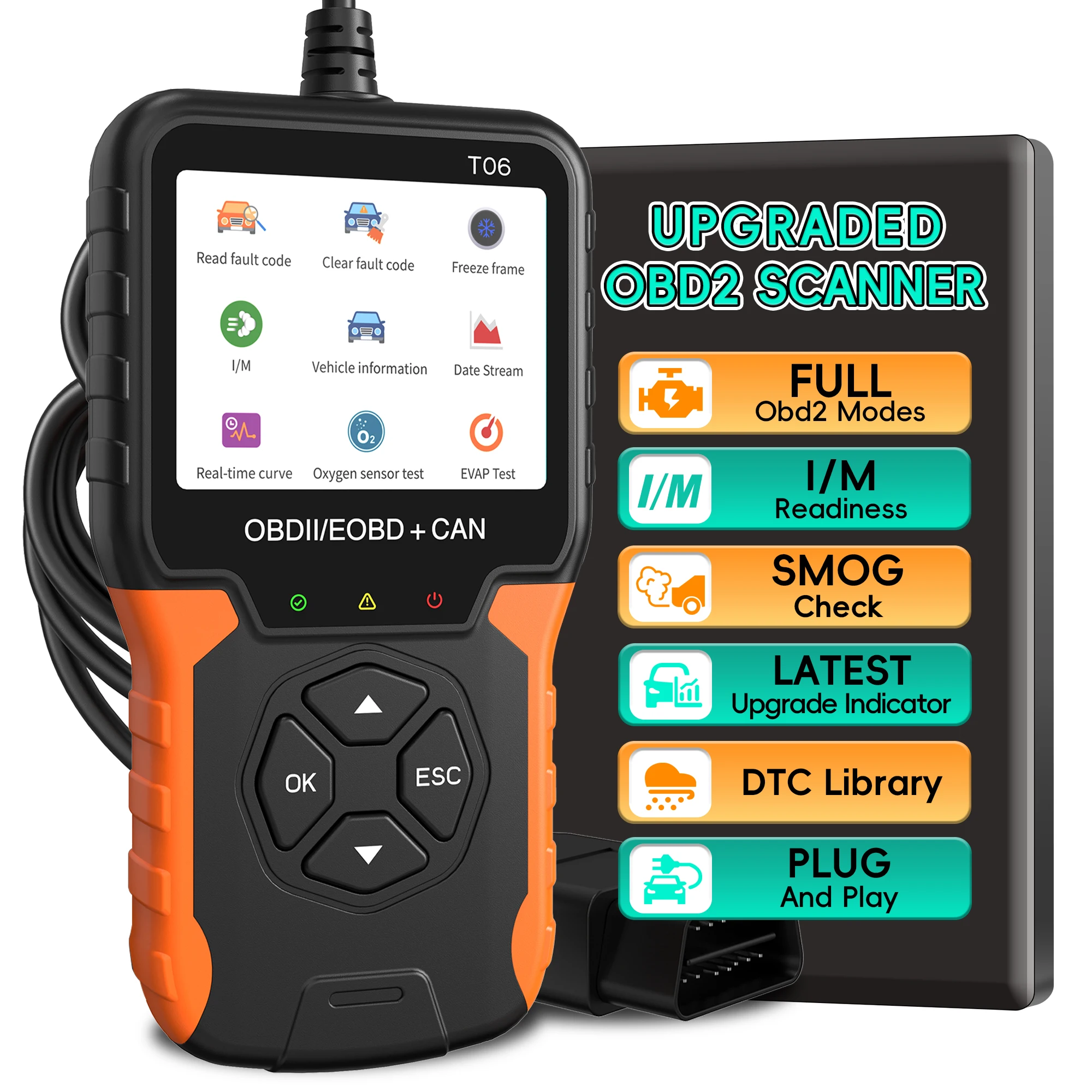 OBD2 Scanner Diagnostic Tool, Vehicle Check Engine Code Readers with Reset & I/M Readiness,Car OBDII/EOBD Diagnostic Scan Tool