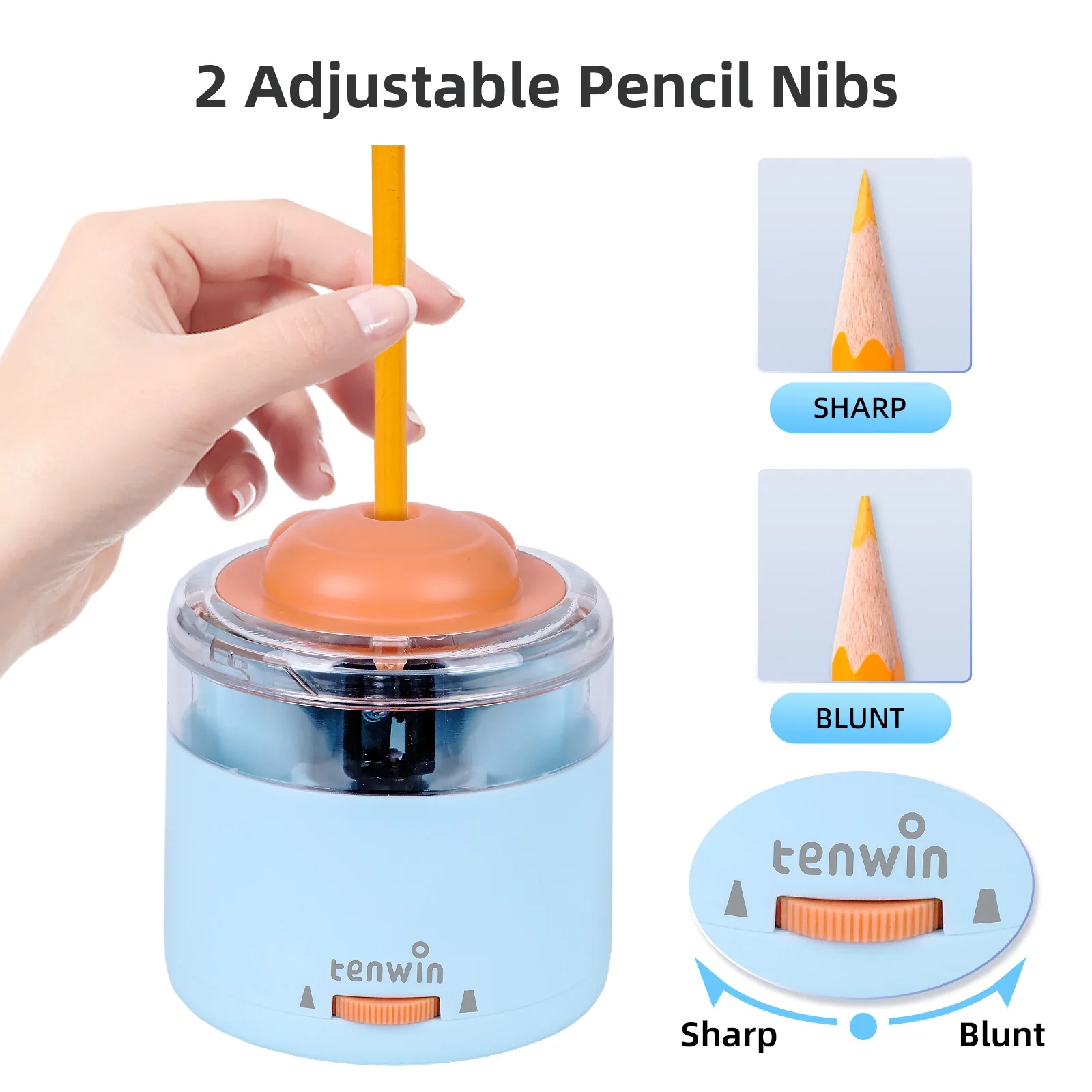 Tenwin-mini Sacapuntas de dibujo automático de garra de gato, sacapuntas con interruptor eléctrico, papelería, suministro escolar