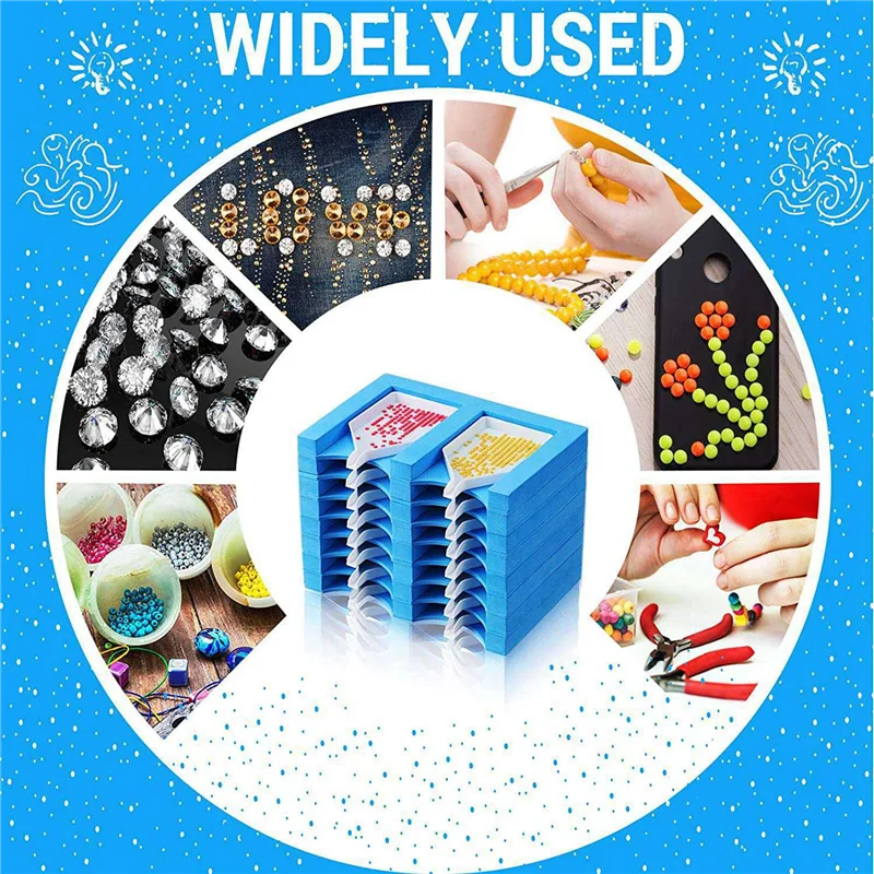 4X 16 فتحة الماس اللوحة صينية المنظم الماس اللوحة الملحقات صينية الماس أدوات الطلاء أطقم المنظم الأزرق #3