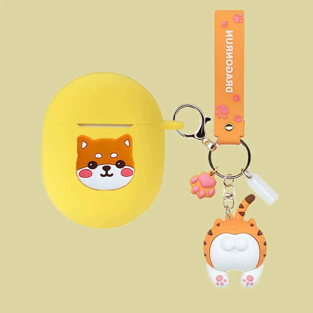 فوندا-حافظة فائقة للراحة من بوس ، حافظة كارتون لطيفة ، غطاء سيليكون للسماعات ، القط ، الكلب ، قلادة الأفوكادو