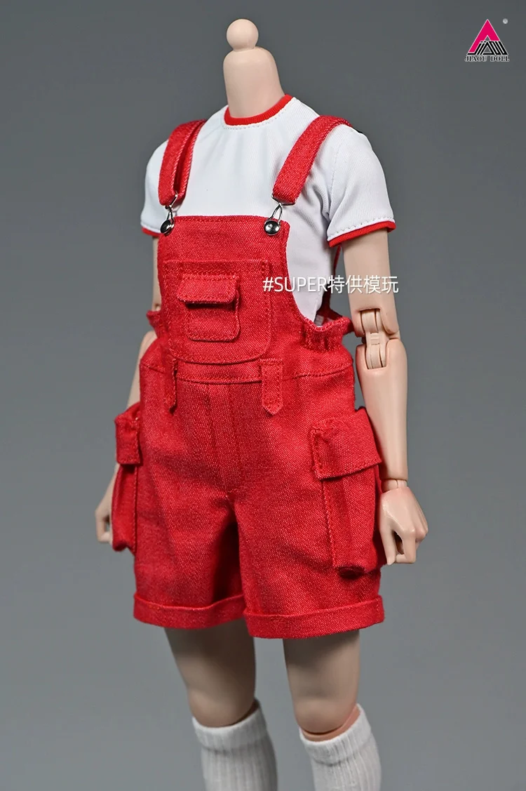 In Stock 1/6 Scale Female Cowboy Overalls Shorts Workwear Clothes Model Fit 12'' Worldbox AT201 Soldier Action Figure Body Dolls