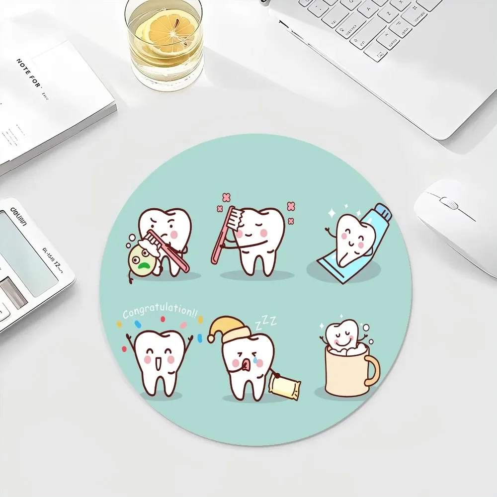 Wisdom Teeth Dentist ToothSmall Round Office Student Gaming Thickened Writing  Non-slip Cushion Mouse Pad for PC Computer Table