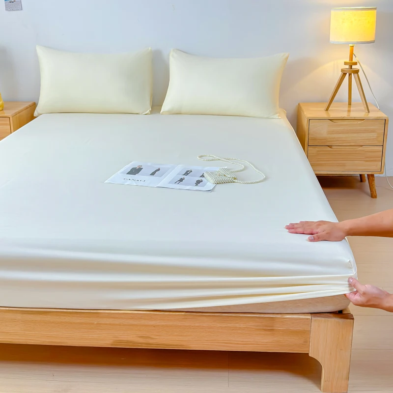 100% Washed Fitted Sheet with Elastic Bands Non Slip Adjustable Mattress Covers for Single Double King Queen Bed,140/160/200cm
