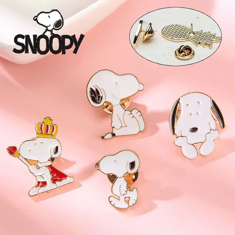 Kawaii Snoopy Enamel Pins Cartoon Creative Kids Alloy Brooch Badge Student Backpack Lapel Collar Pins Jewelry Accessory Gifts