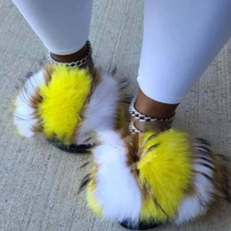 New Designer Luxury Rainbow Fluffy Mommy Kids Women Jelly Purse Fur Slipper And Handbag Matching Real Fur Slides With Purse Set