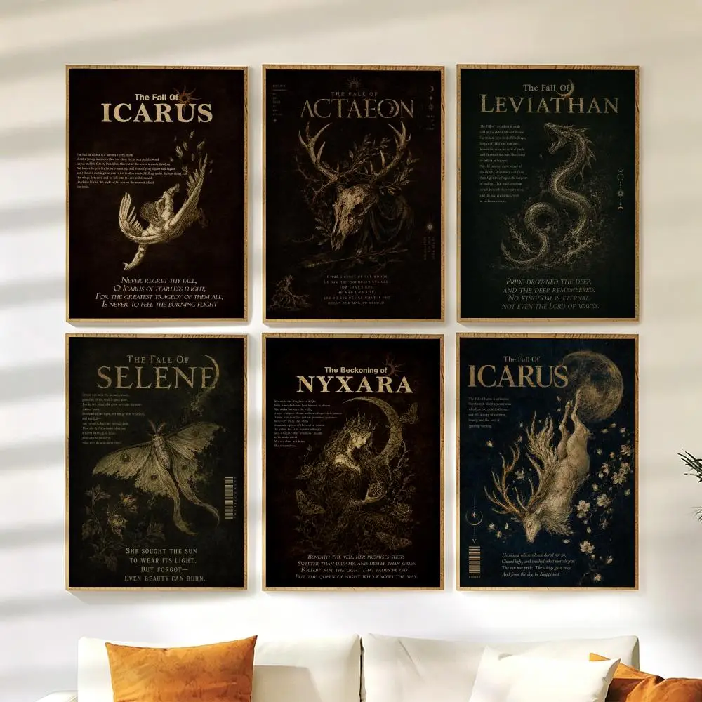 Dark Mythology Themes Poster Wall Stickers HD Painting Self Adhesive Art Decals for Bedroom Living Room Home Decor
