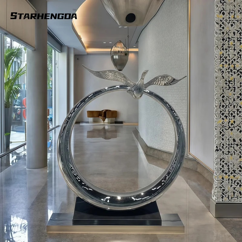 Ring stainless steel for living rooms, offices, corridors, hotels, shops, interior sculptures and art Decorative ornaments