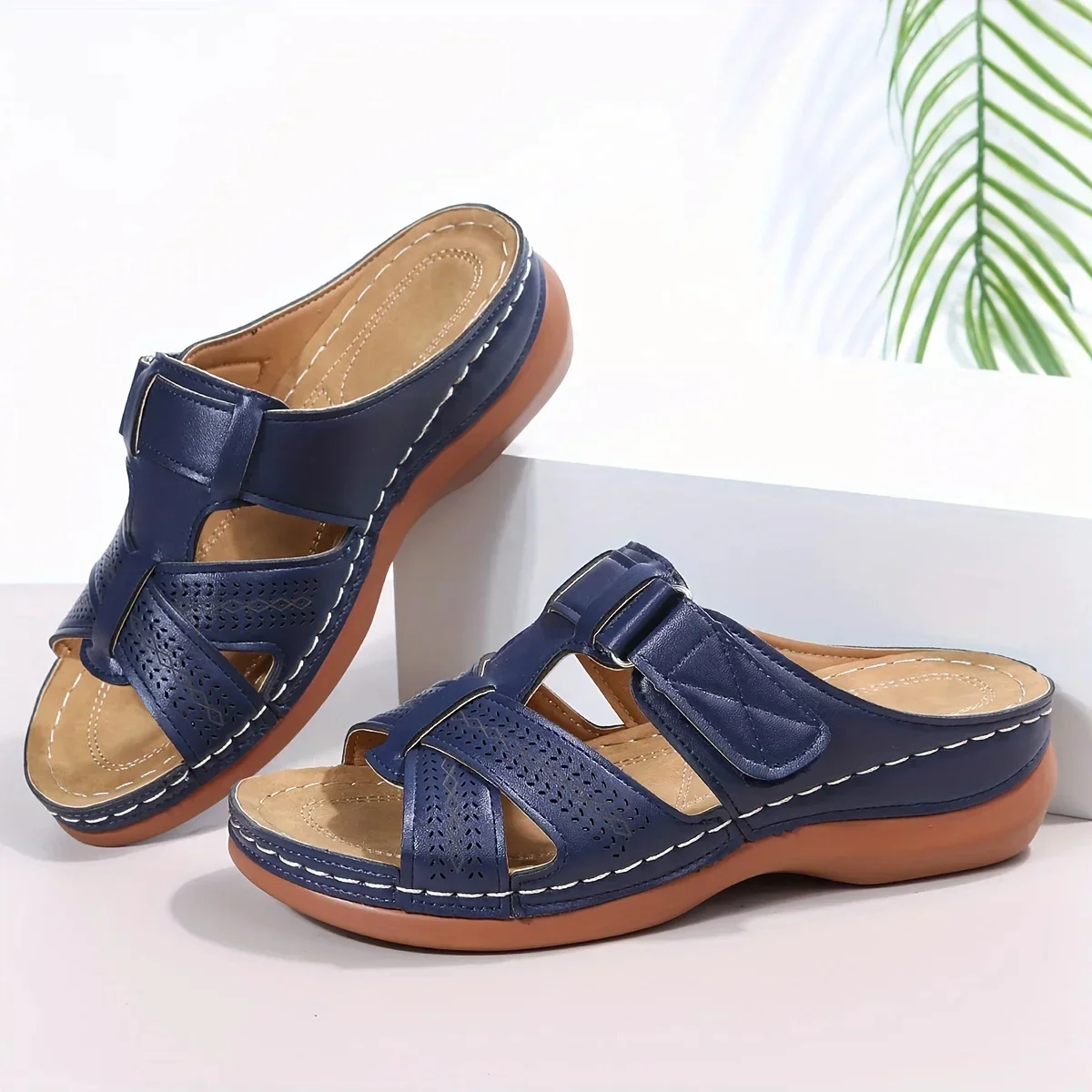 2026 Sommer Damen Keilsandalen Premium Orthopädische Offene Zehen Sandalen Vintage Rutschfeste Leder Freizeitschuhe Damen Plateau Retro Schuhe – Detail 12