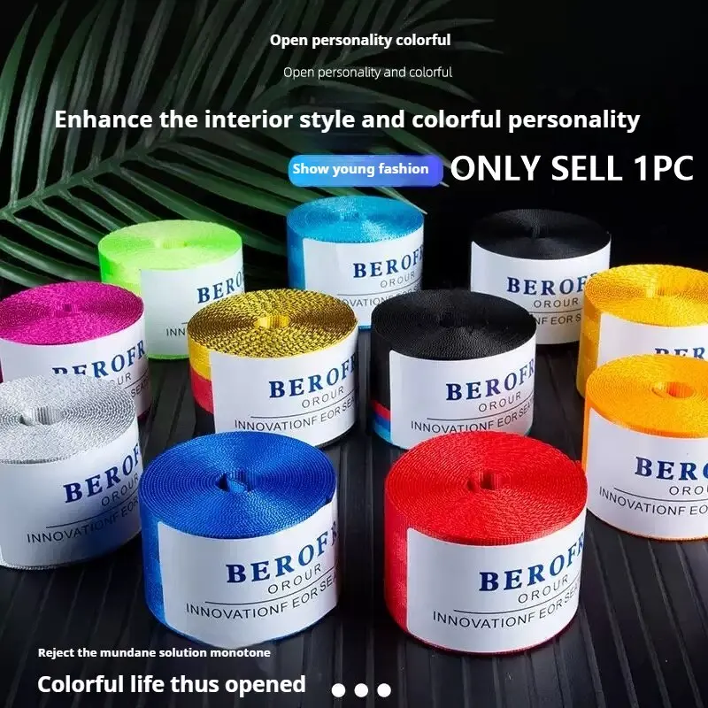 Auto 3.6 Meters Strengthen Seat Belt Webbing Fabric Racing Car Modified Seat Safety Belts Harness Straps Standard Certified