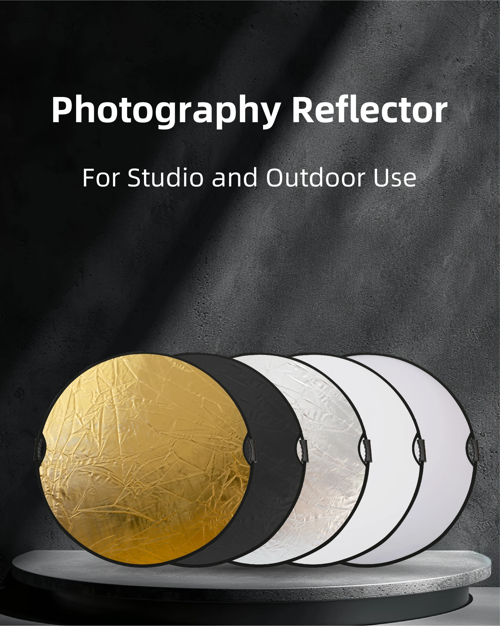Rf03 24 "Reflektor 5 in1 60cm 80cm 110cm Silber Weißgold tragbare zusammen klappbare weiche Licht runde Fotografie für Studio 2 in1