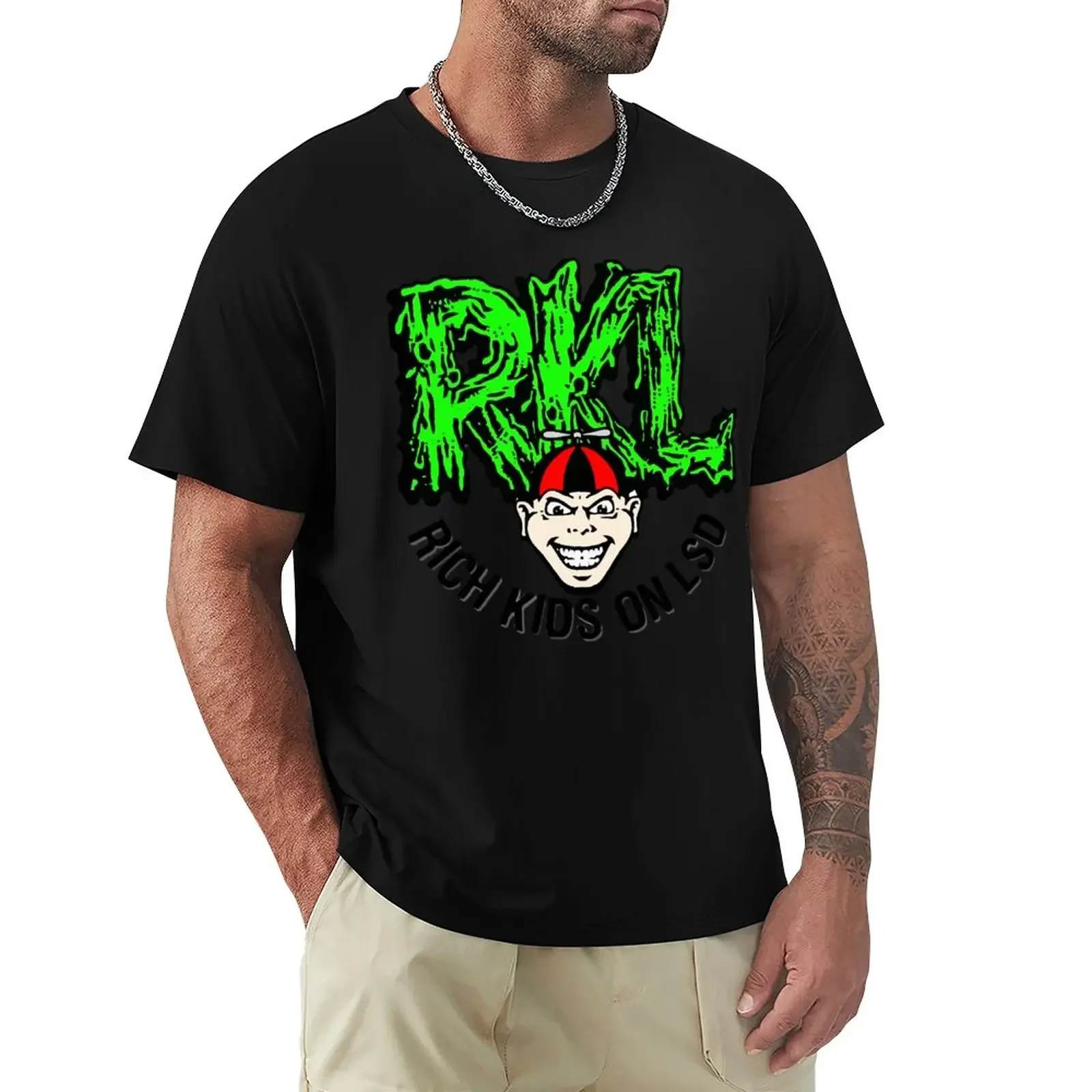 Rich Kids On LSD RKL Smile T-Shirt Oversized cute clothes funny slim fit  for men heavyweight fashion Round Neck mange vintage