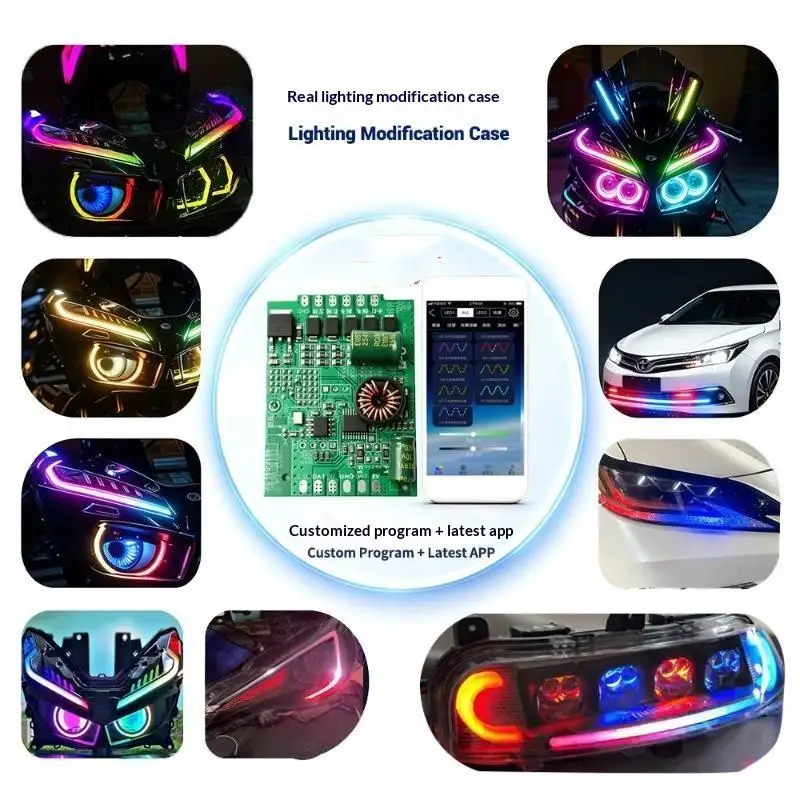 Dual Channel APP LED Controller Multiple Lighting Modes Adjustable Brightness Speed For Car Light Modification DIY Projects