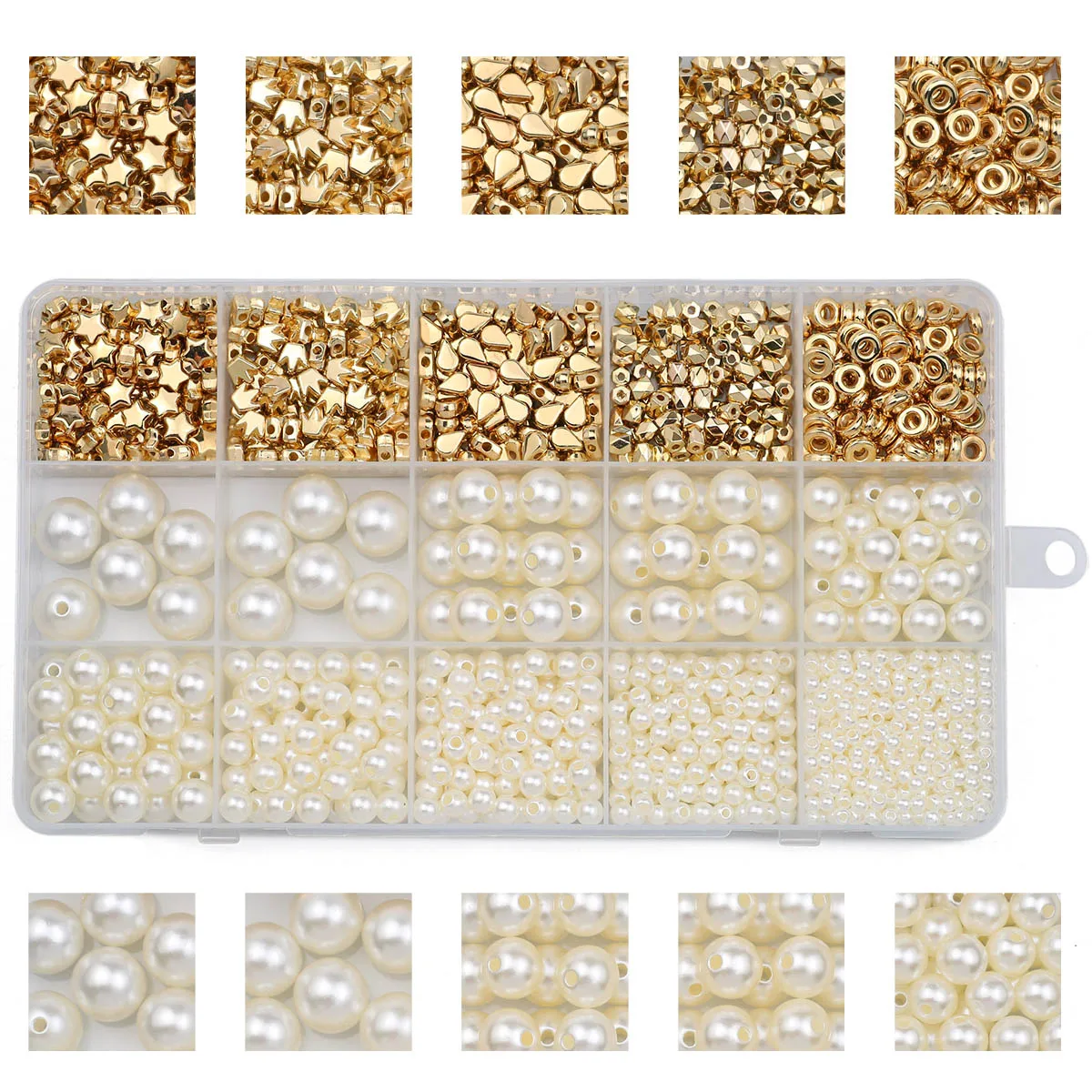 

1240pcs Faux Pearl Beads Set, Round Spacer Beads For DIY Jewelry, Earrings, Bracelets Making With Storage Box Crafts Beading