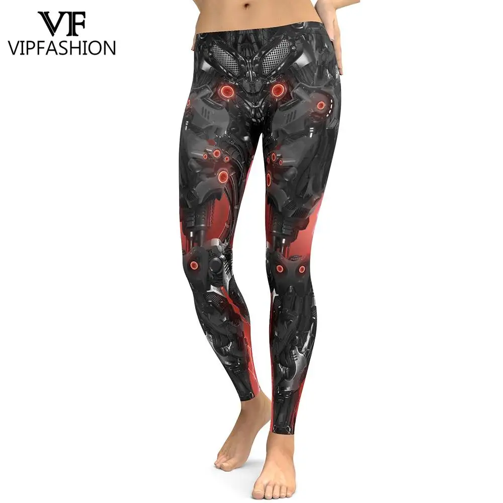 

VIP FASHION Punk Cosplay Leggings for Women 3D Printed Sexy Tights Holiday Party Pants Seam Elastic Trousers Fitness Workout