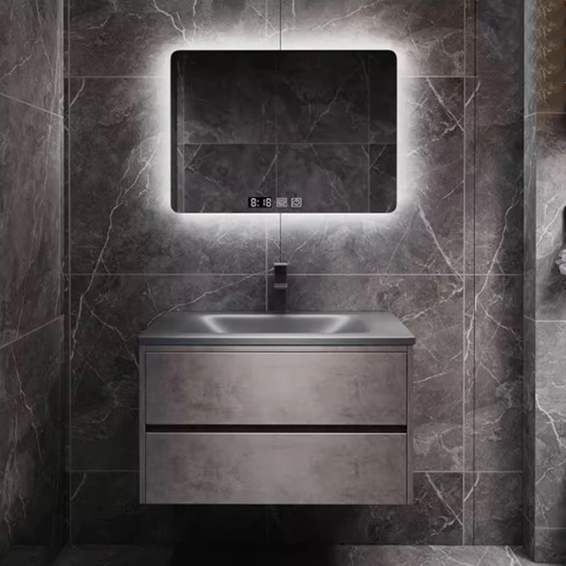 Waterproof Mirror Bathroom Cabinet Led Lighting Makeup Drawers Bathroom Vanity Wall Toilet Luxury Meuble Salle De Bain Furniture