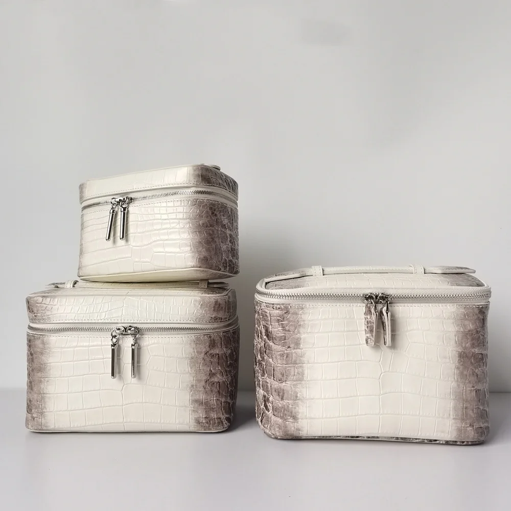 

Crocodile Pattern Makeup Bag, Large Capacity PU Leather Travel Cosmetic Organizer