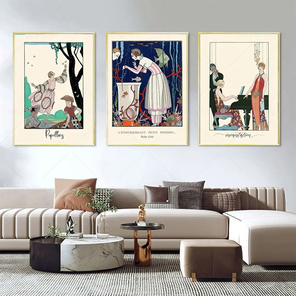 Vintage Print 1920s French Fashion Magazine Covers Art Poster Paris Wall Art Cnavas Painting Antique Picture Living Room Decor