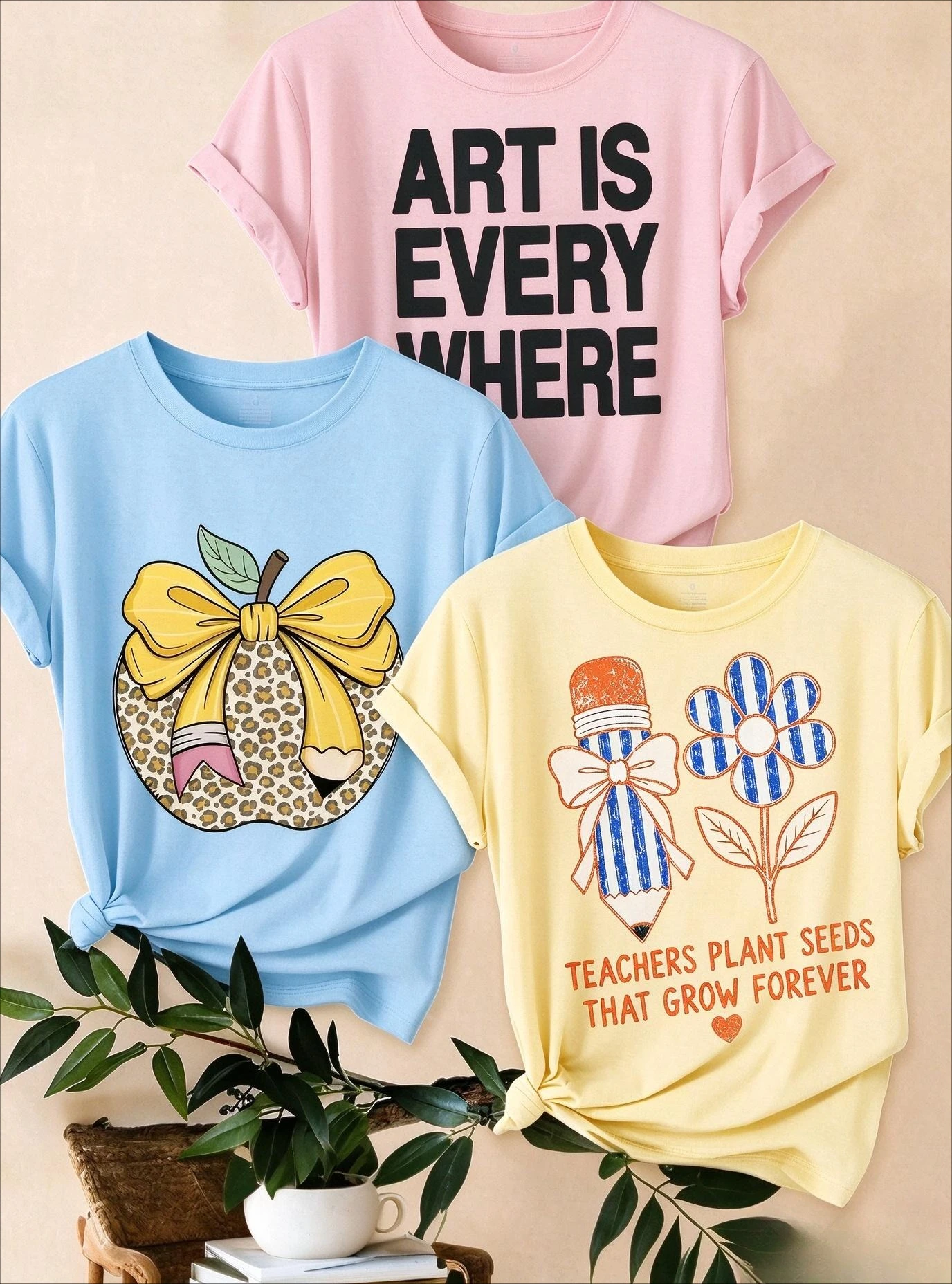Teachers Plant Seeds T Shirt Women Retro Leopard Pencil Flower Graphic Tee Cute Back to School Outfits Teacher Appreciation Gifts