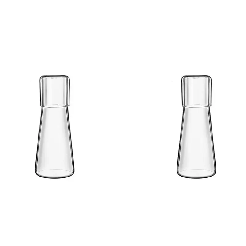 ABXF-2X Clear Bedside Water Carafe Set With Tumbler Glass For Bedroom Nightstand, Night Water Carafe With Glass, With Cup Set