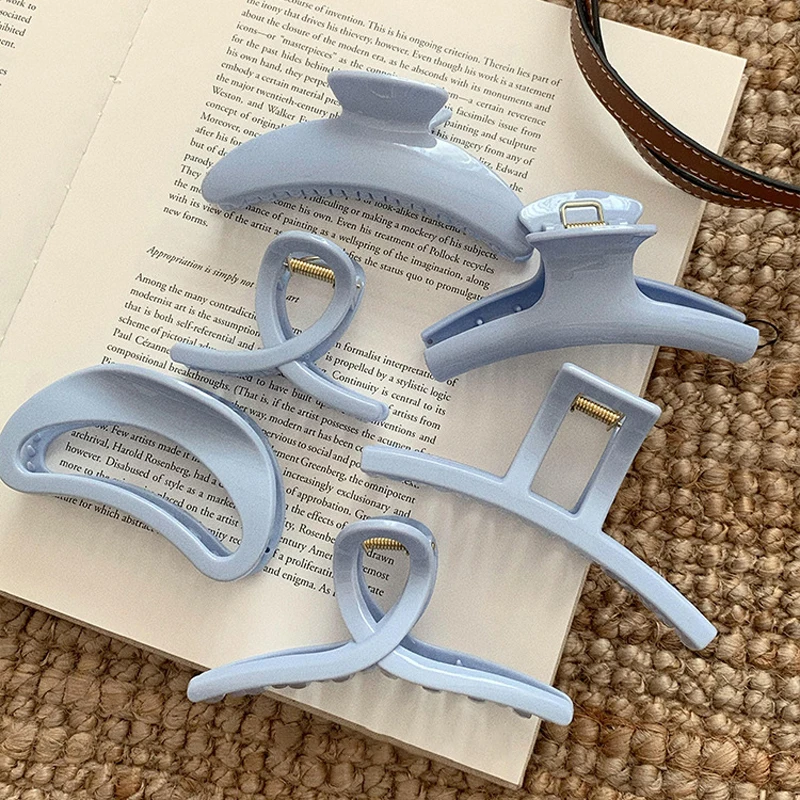 2025 مقاطع الشعر الأزرق العصرية للنساء الفتيات بسيطة كبيرة القرش كليب الحلو تنوعا مشبك شعر بلون إكسسوارات الشعر هدايا