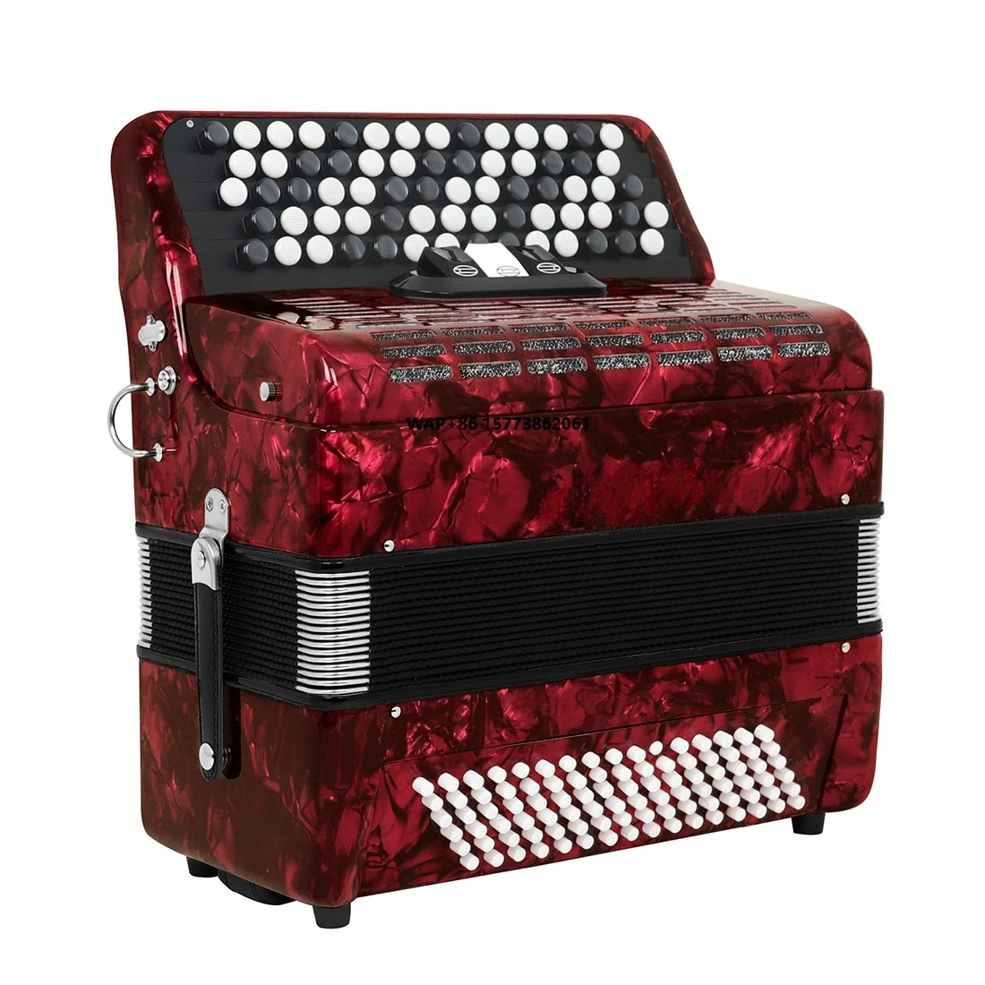 AH-120 69-Key 96-Bass Professional Button Bayan Accordion with 3 Register Switches Anti Slip Keys Responsive Design