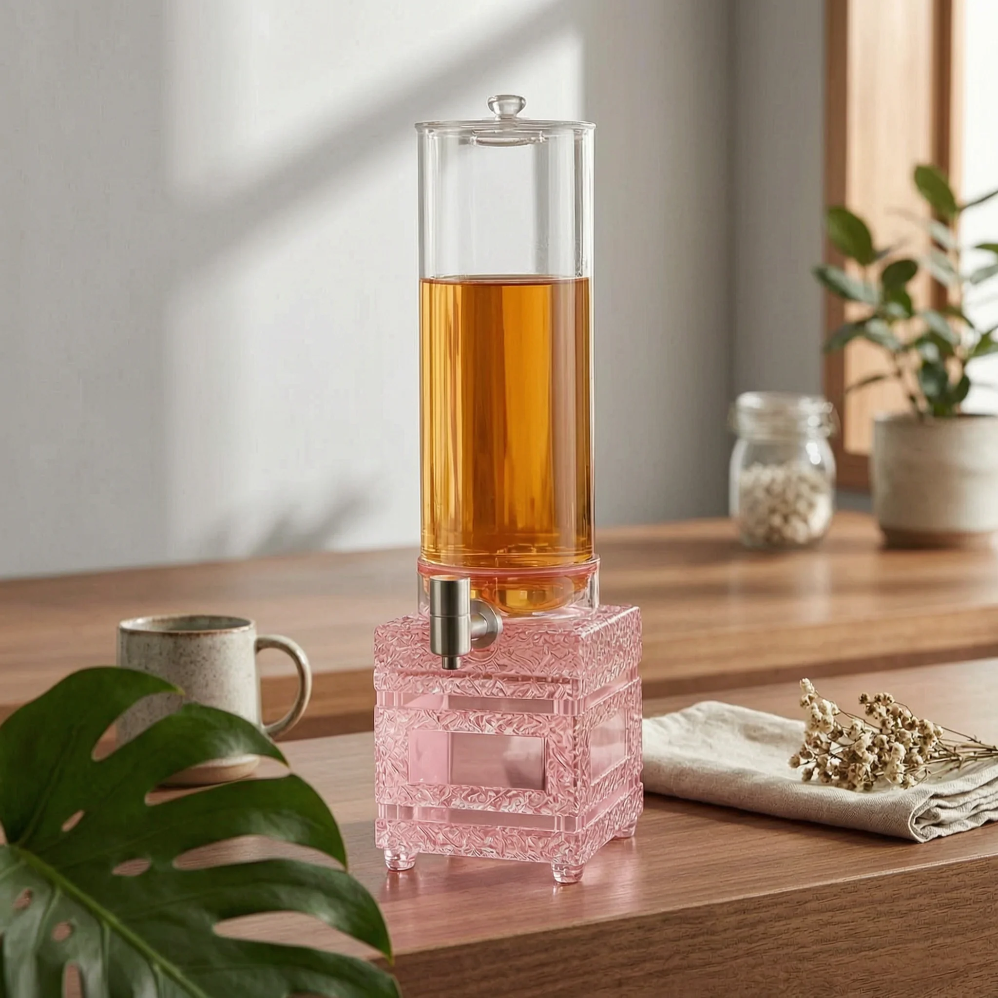 Beer Dispenser Transparent Countertop Beer Dispenser Beverage Dispenser Clear Lid Metal Tap for Bar