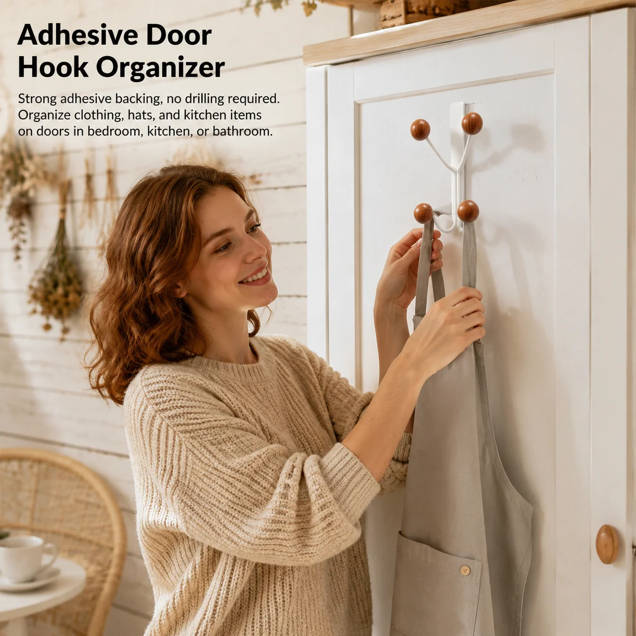 Engineering Plastic Door Hook for Home Organizers Heavy Duty Adhesive Wall Mounted Coat Rack Space Saving Storage Holder