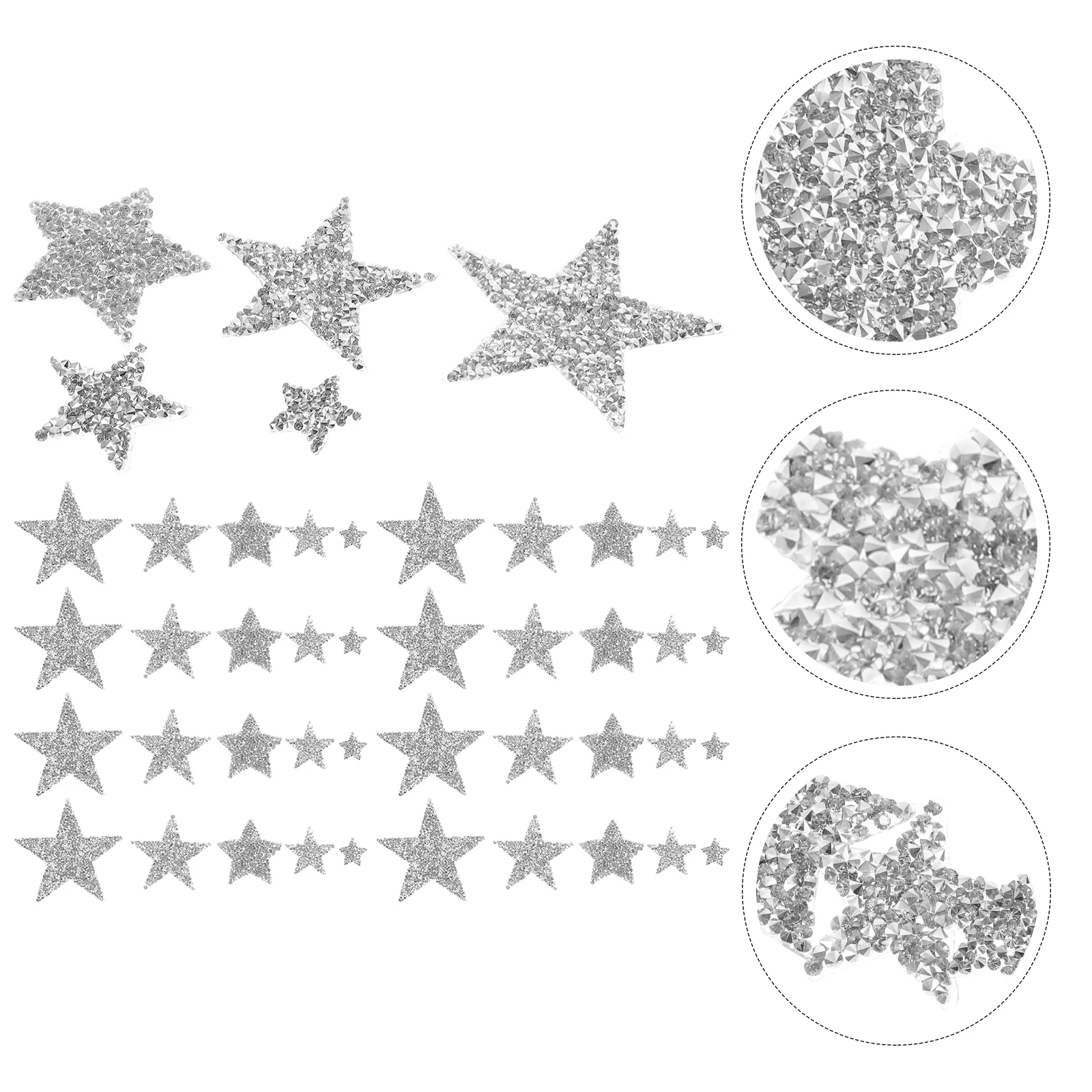 

50pcs Rhinestones Star Iron On Patches Cloth Sticker Sew Applique Glitter Fabric Patch DIY Decor Elastic Band Straps
