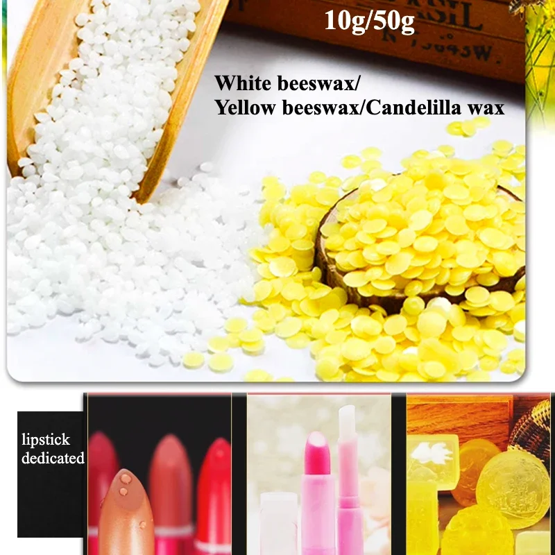 10/50gDIY Lipstick Special Raw Material Natural Beeswax /Candelilla Wax Homemade Lipstick/lip Balm/soap Plasticizing Lubrication