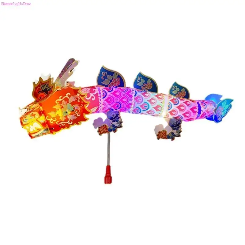 D0JC Paper Craft Dragon Light Toy DIY Material Bag for Chinese New Year Festive Paper Craft Dragon Home Decor Party Supply