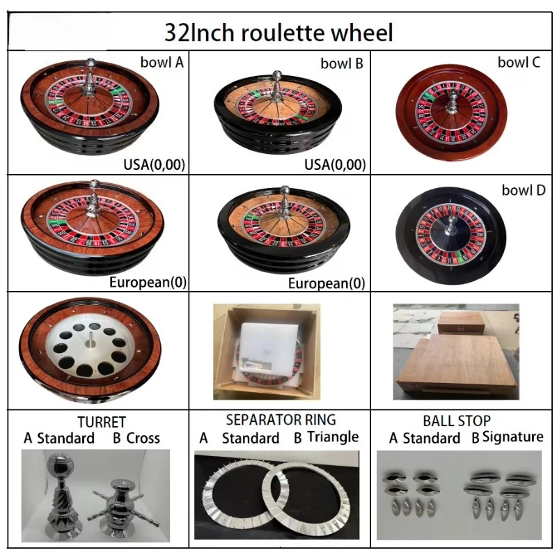 DG RUITEN 82cm Pro Wood Roulette Wheel(double0) Gambling Roulette Wheel for Casino Game