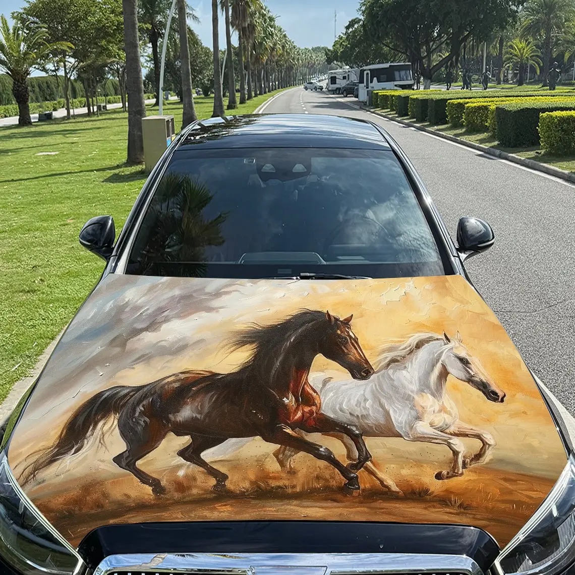 

Two Horse Car Hood Stickers,Car Decoration Stickers,SUV And Truck Stickers,Car Parts,High-quality Gifts For Car Enthusiasts
