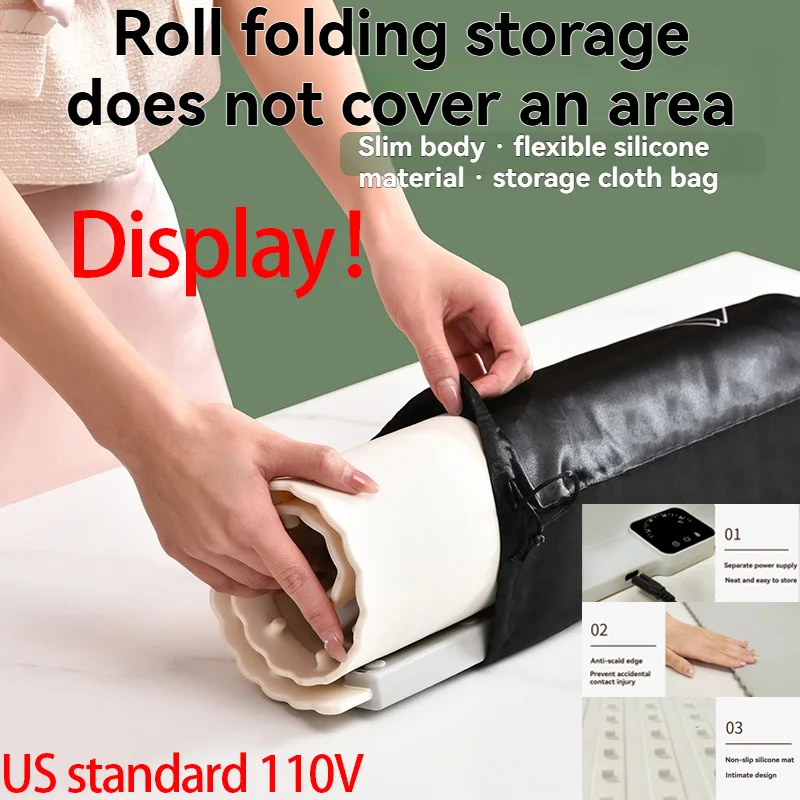 Smart Temp-Control Electric Heating Mat, LED Display for Temp Adjustment, Hot Pot & Food Warmer, Safe, Waterproof  Easy to Clean