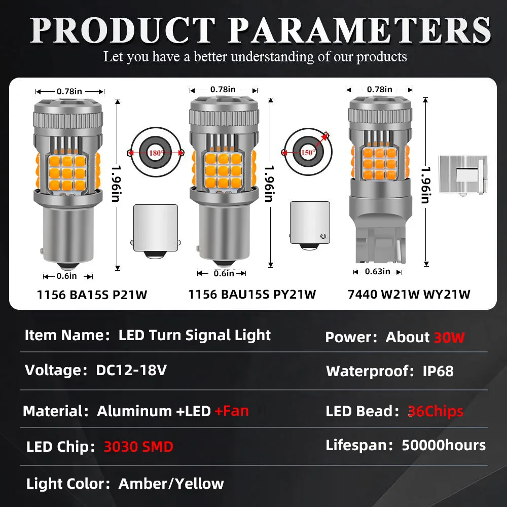 For Mazda 2 Demio 2003-2024 2023 2022 2021 2020 2019 2018 Turn Signal Light LED Blinker Bulbs Lamp Amber Yellow Super Bright