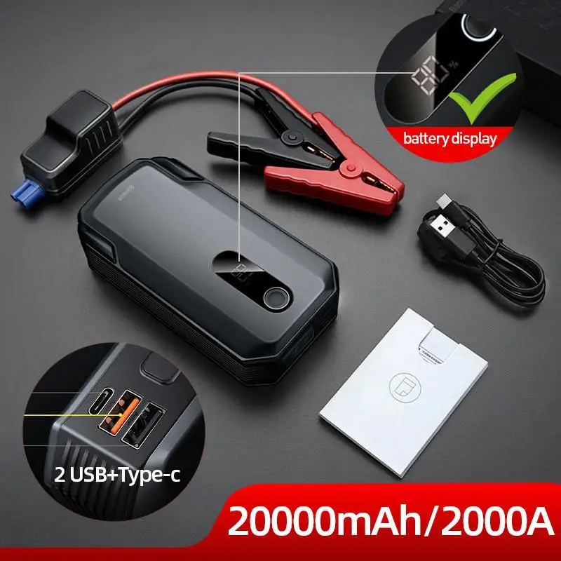 New! Baseus 2000A Emergency Jump Starter 20000mAh Power Bank Car Start Booster Device for Petrol Diesel Car Battery Starting