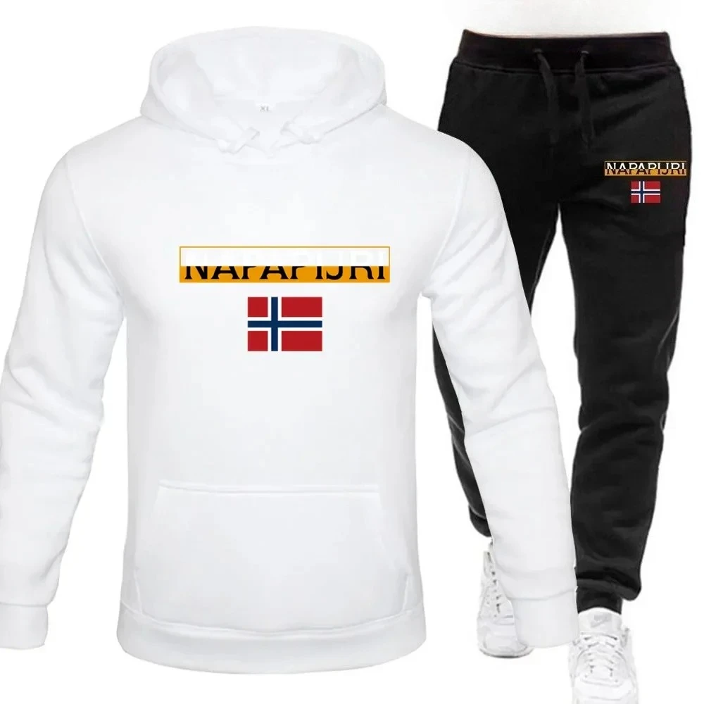 الخريف والشتاء الرجال الرياضة مجموعة الدافئة تشغيل السراويل 2 قطعة مجموعة هوديي رياضي + تشغيل السراويل مجموعة ملابس مطبوعة غير رسمية