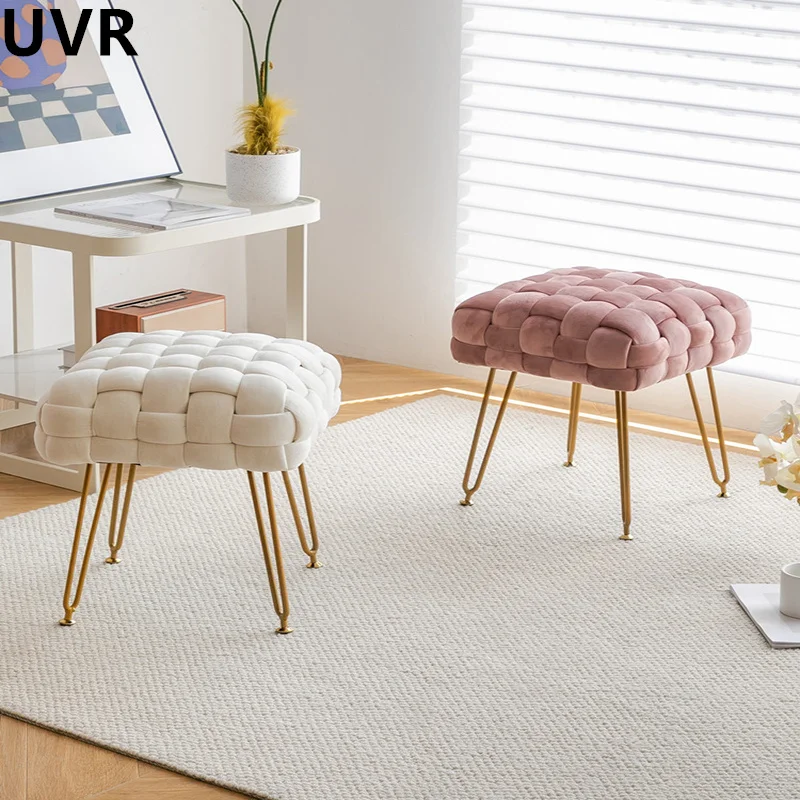 UVR Bedroom Girls Special Makeup Stool Creative Weaving Dressing Table Stool Light Luxury Senior Minimalist Footstool Home