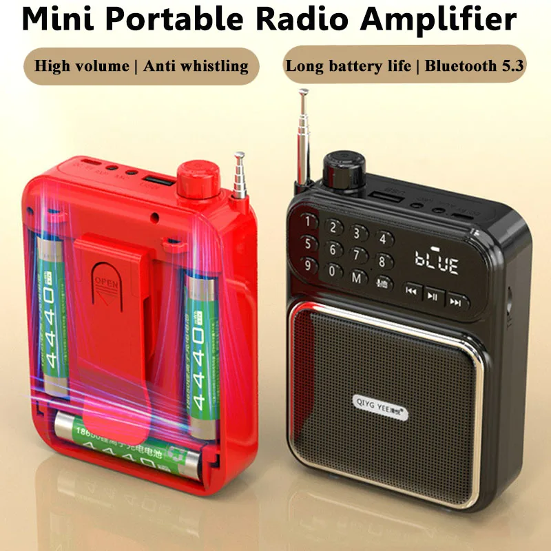 Mini Portable FM Radio LED Display Radios Receiiver Voice Amplifier Wireless Bluetooth Speaker MP3 Player Recorder Support TF