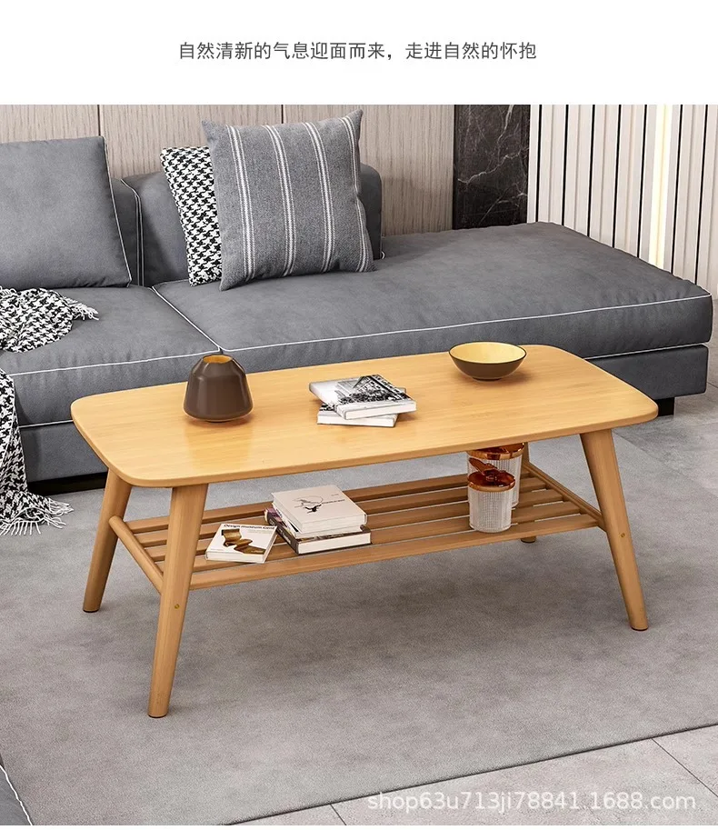 Coffee Table Living Room Center Minimalist Display 2-Tier Wood Coffee Table with Shelf Storage Mesa De Centro Elevable طاولة